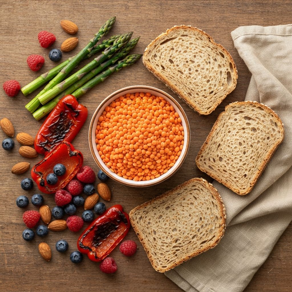 High-fibre whole foods flat-lay